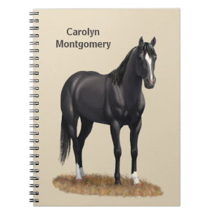 Vacker Black Quarter Horse Stallion Anteckningsbok