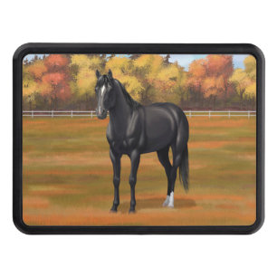 Vacker Black Quarter Horse Stallion Dragkroksskydd