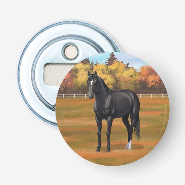 Vacker Black Quarter Horse Stallion Flasköppnare (Framsidan)