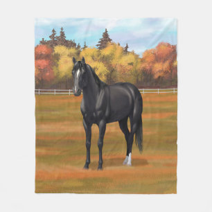 Vacker Black Quarter Horse Stallion Fleecefilt