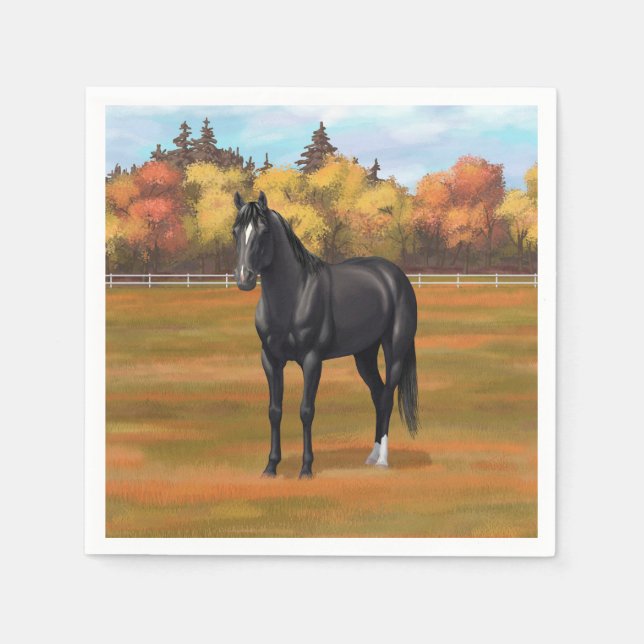 Vacker Black Quarter Horse Stallion Pappersservett (Framsidan)