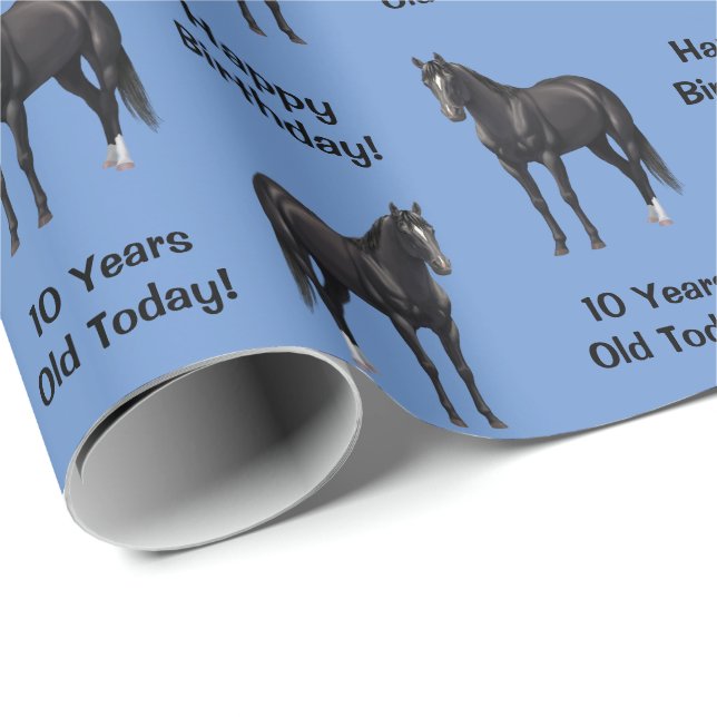 Vacker Black Quarter Horse Stallion Presentpapper (Rullad Hörn)