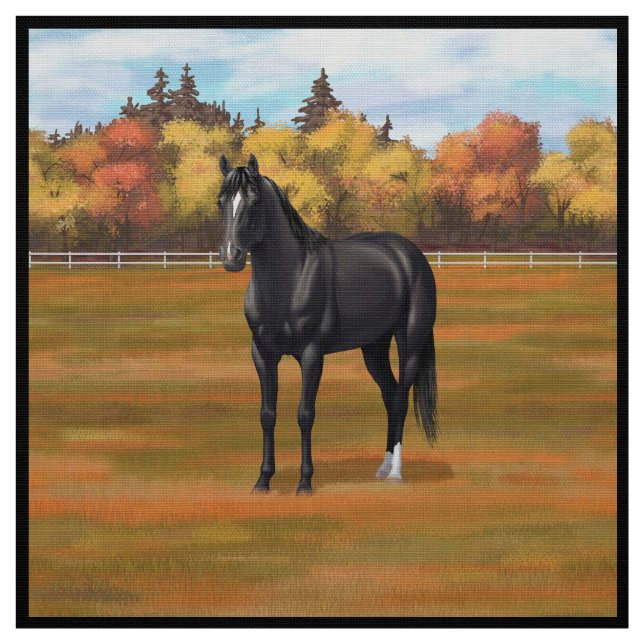 Vacker Black Quarter Horse Stallion Tyg (Provkarta)