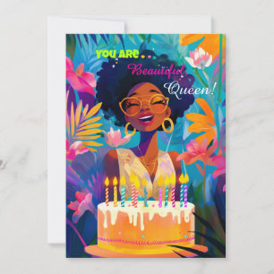 Vacker Black Queen Birthday-kort Tack Kort