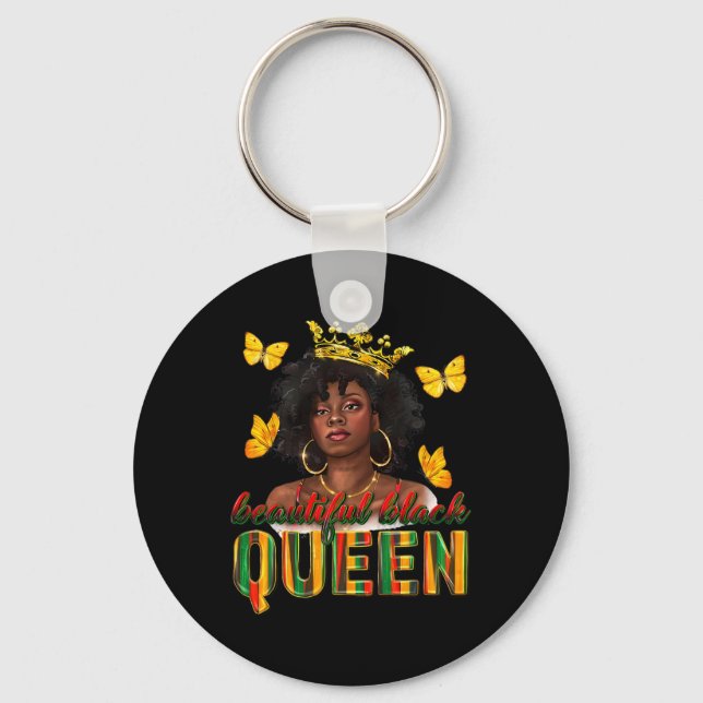 Vacker Black Queen Dripping Afro Melanin Junete Nyckelring (Framsida)
