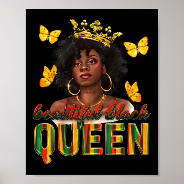 Vacker Black Queen Dripping Afro Melanin Junete Poster (Framsidan)