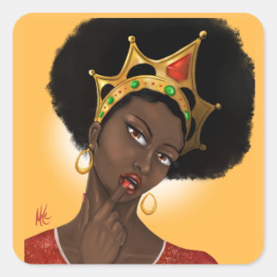 Vacker Black Queen Fyrkantigt Klistermärke