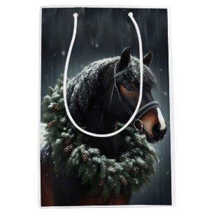 Vacker Black White Horse Equestrian Animal Kärlek