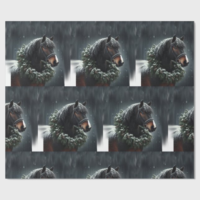 Vacker Black White Horse Equestrian Animal Kärlek Presentpapper (Platt)