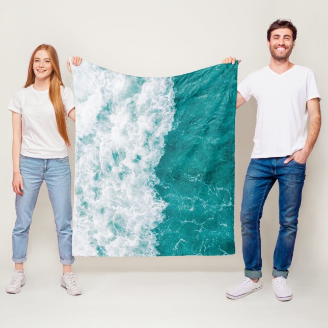 Vacker blåhavsstrand Vågar Fleecefilt (På plats)