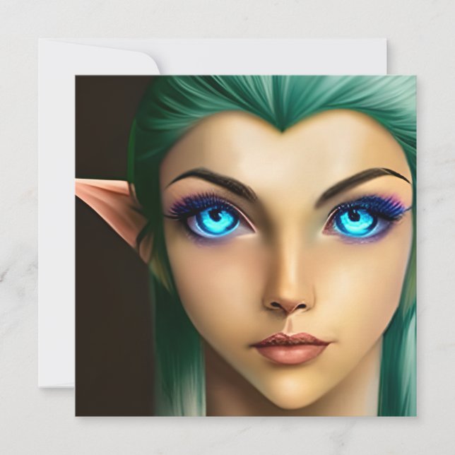 Vacker blåögd älva julkort (Framsida)