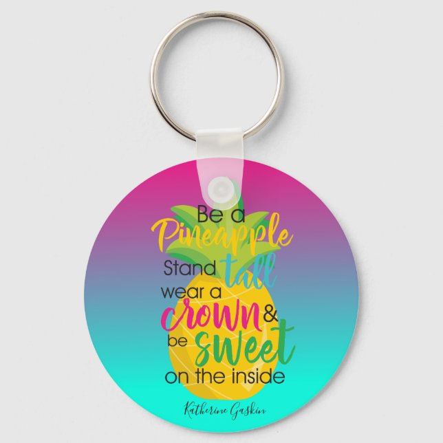 Vacker Bli ananas Nyckelring (Framsida)