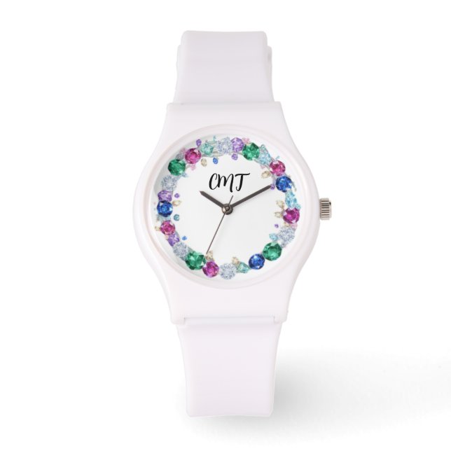 Vacker Bling Monogram - Ädelsten ansikte Armbandsur (Framsida)
