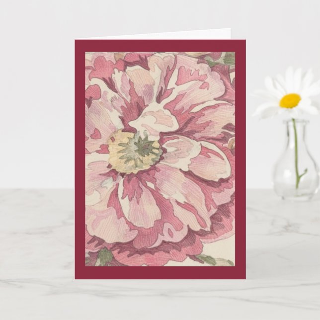 Vacker blomfärgad pennillustration (AI) Foto Kort (Liten växt)