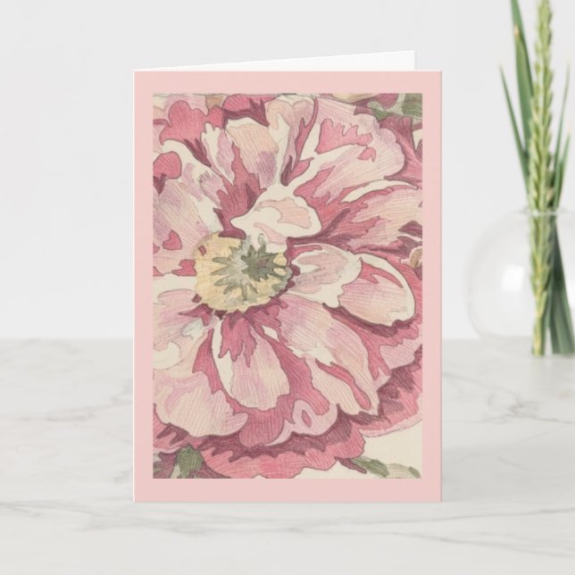 Vacker blomfärgad pennillustration (AI) Foto Kort (Framsida)