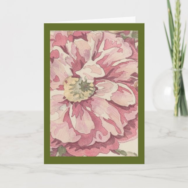 Vacker blomfärgad pennillustration (AI) Foto Kort (Framsida)