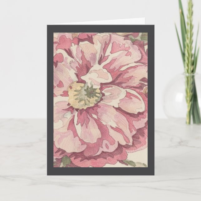 Vacker blomfärgad pennillustration (AI) Foto Kort (Framsida)
