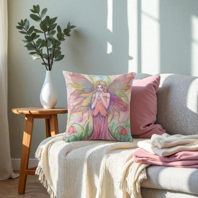 Vacker blomma Faerie Ängsälva Kastkudde Kudde (Skapare uppladdad)