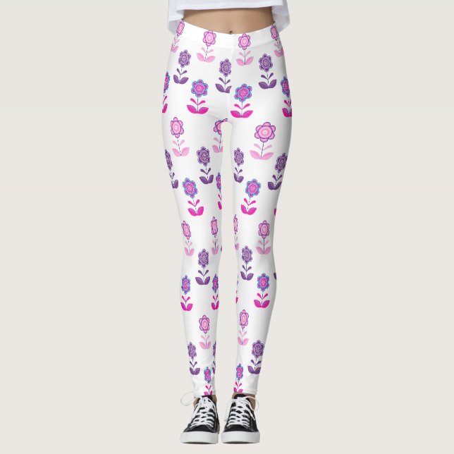 Vacker blommande design t-shirt leggings (Framsida)