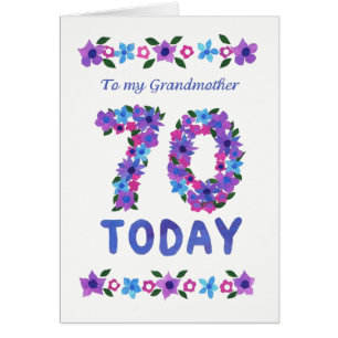 Vacker Blommig 70-årsdag, för farmor/mormor Hälsningskort