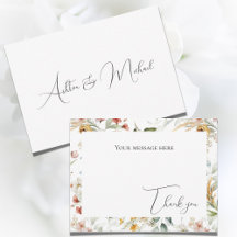 Vacker Blommig Akvarell Platt Tackkort