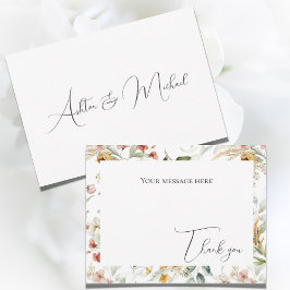 Vacker Blommig Akvarell Platt Tackkort Tack Kort