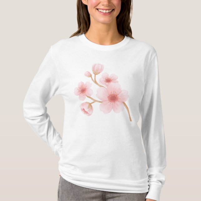 Vacker blommig blommdesign T-shirt (Framsida)