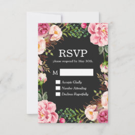 Vacker Blommig Dekor RSVP Svar Kort