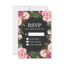 Vacker Blommig Dekor RSVP Svars Kort