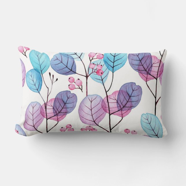 Vacker blommig dekorativ iögonfallande  lumbarkudde (Framsida)