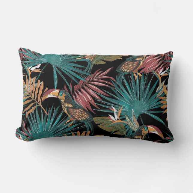 Vacker blommig dekorativ iögonfallande  lumbarkudde (Framsida)