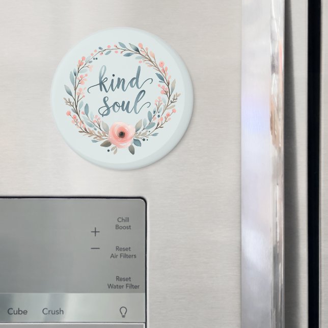 Vacker Blommig Krans Vattenfärg Citat Magnet (In Situ (Fridge))