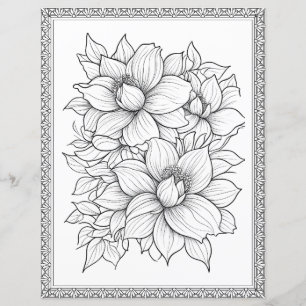 Vacker Blommig Målarsida Scrapbookpapper