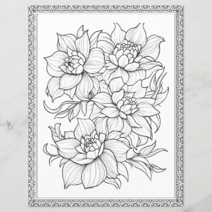 Vacker Blommig Målarsida Scrapbookpapper