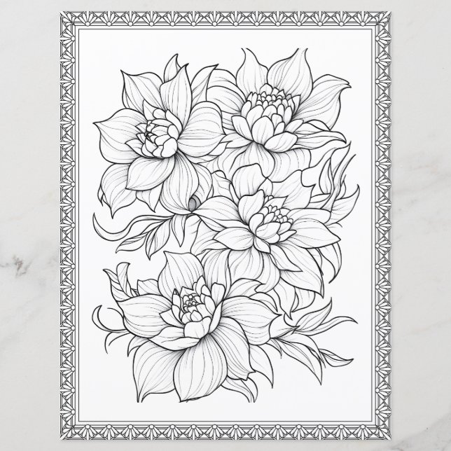 Vacker Blommig Målarsida Scrapbookpapper (Framsida)