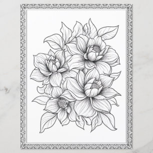 Vacker Blommig Målarsida Scrapbookpapper