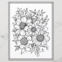 Vacker Blommig Målarsida Scrapbookpapper