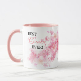 Vacker Blommig Rosa Akvarell Bästa Kusin Någonsin Mugg