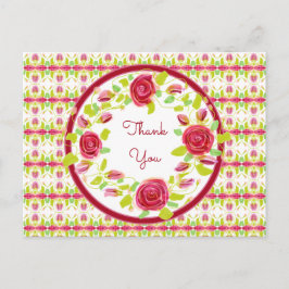 Vacker Blommig Tack Vykort