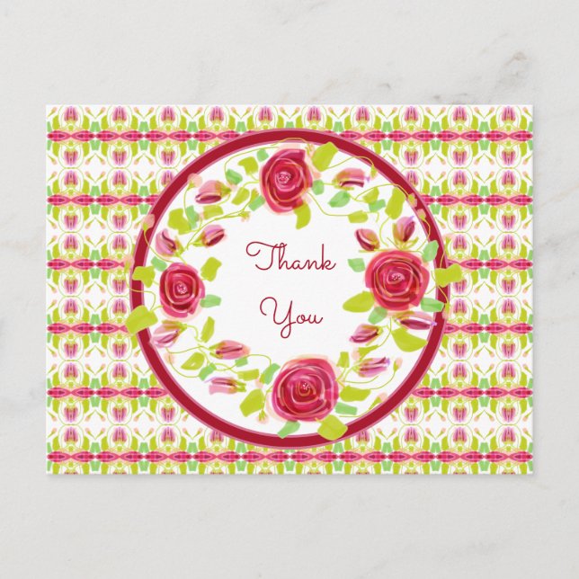 Vacker Blommig Tack Vykort (Framsida)