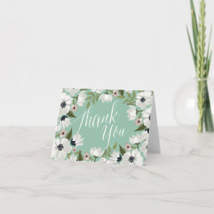 Vacker blommig tackkort - mint