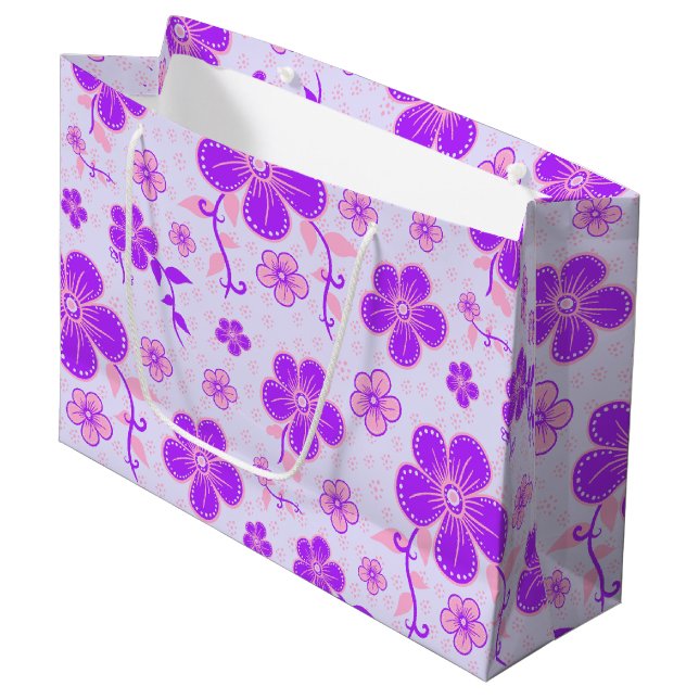 Vacker blommig tryck lila och rosa på lavendel (Framsidan Vinklad)