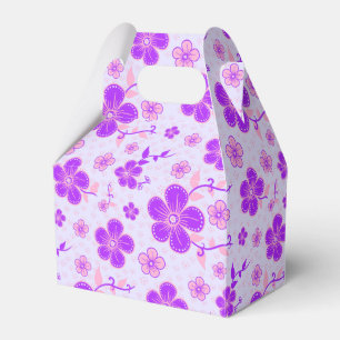 Vacker blommig tryck lila och rosa på lavendel presentaskar