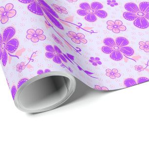 Vacker blommig tryck lila och rosa på lavendel presentpapper