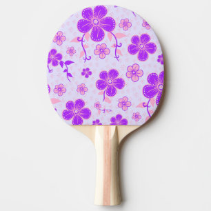 Vacker blommig tryckt lila och rosa på lavendel pingisracket