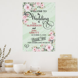 Vacker blommig välkomsthälsning för bröllop poster