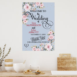 Vacker blommig välkomstskylt för bröllop poster