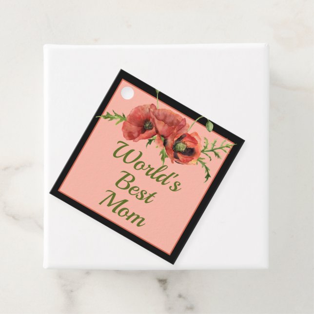Vacker Blommig Världens Bästa Mamma  Gåvor Etiketter (På plats)