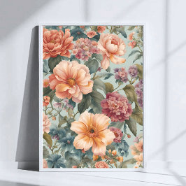 Vacker Blommig Vintage Blomma Poster