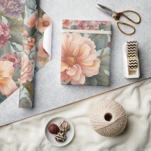 Vacker Blommig Vintage Blomma Presentpapper (Hantverk)